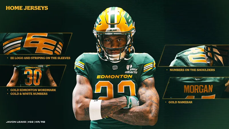 CFL Edmonton Elks Custom 2025 Home Green Jersey